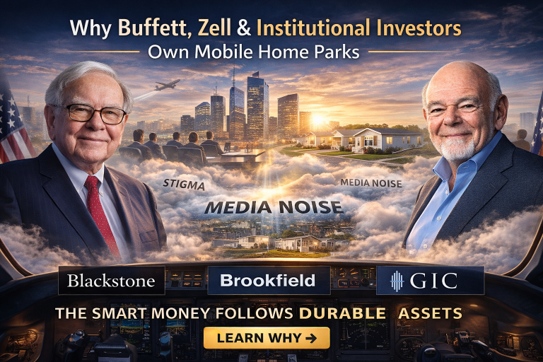 Institutional investors and major capital backing mobile home parks as a durable real estate asset class Warren Buffett Sam Zell