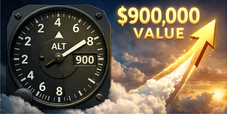 Altimeter rising sharply representing increased property value from operational improvements $900000